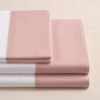 Parure lenzuola cotone pelleovo bordo raso di cotone rosa cipria