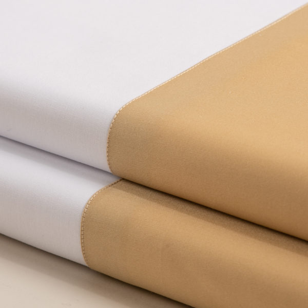 Parure lenzuola cotone pelleovo bordo raso di cotone giallo oro
