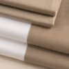 Parure lenzuola cotone percalle con bordo in raso di cotone colore tortora