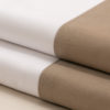 Parure lenzuola cotone percalle con bordo in raso di cotone colore tortora
