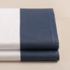 Parure lenzuola cotone percalle con bordo raso di cotone blu