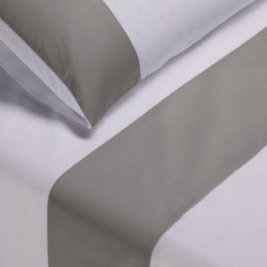 Parure lenzuola cotone pelleovo bordo raso di cotone grigio