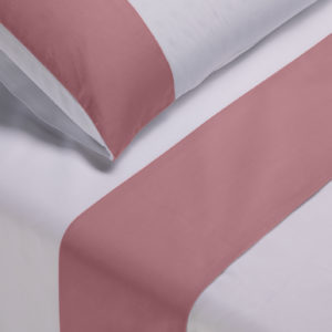 Parure lenzuola cotone pelleovo bordo raso di cotone rosa dust