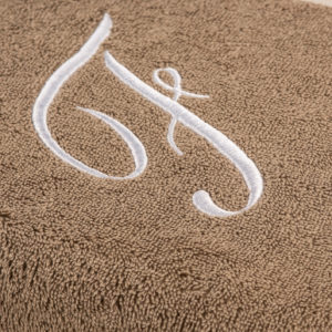 Coppia spugna sabbia con cifra ricamata colore bianco
